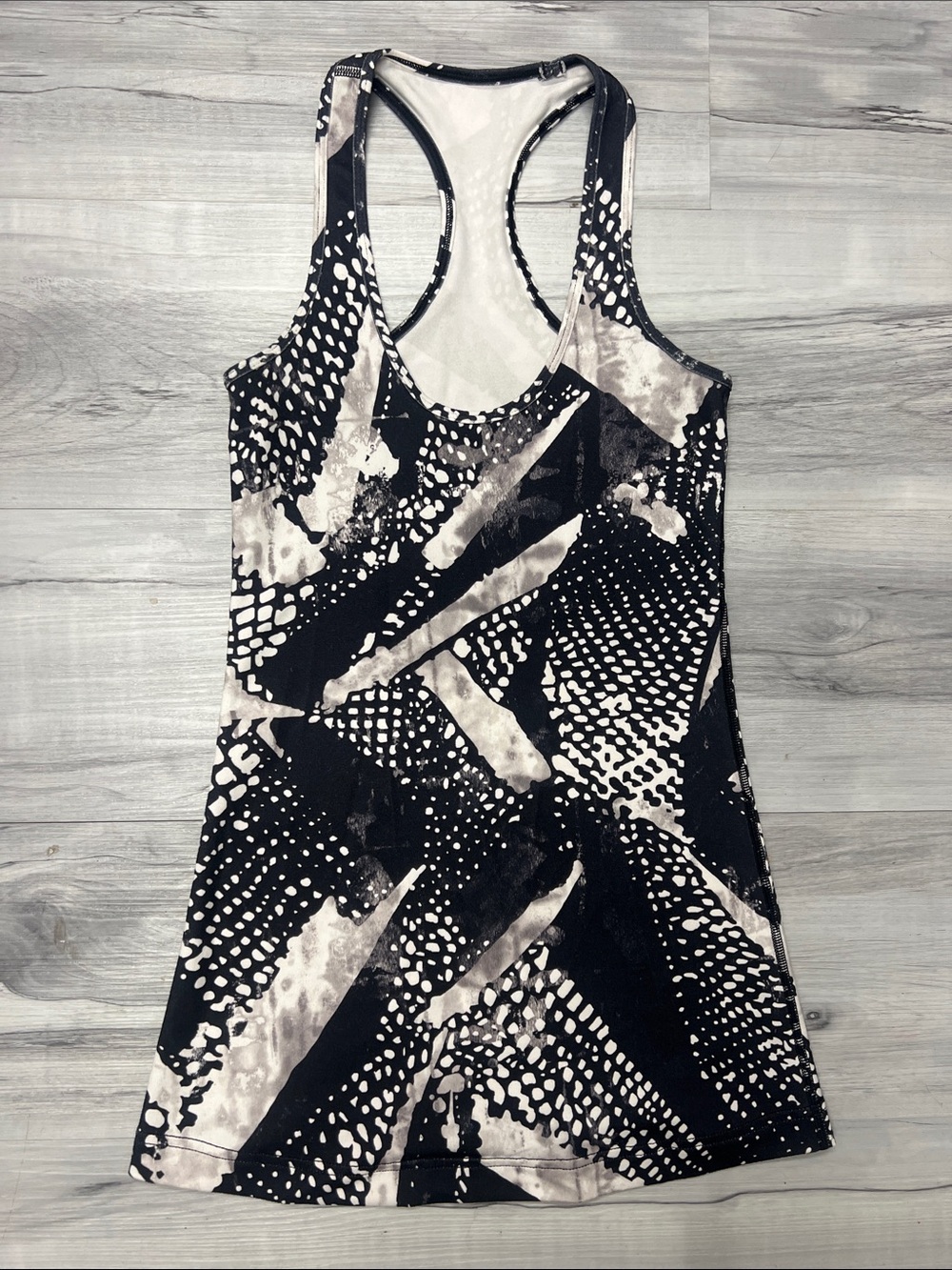 lululemon athletica Black and White Printed Racerback Tank